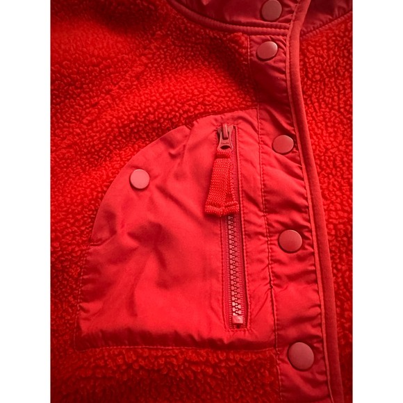 FP Movement Free People Hit The Slopes Fleece Pullover Sz L Snap Front Red Boxy - Picture 9 of 12